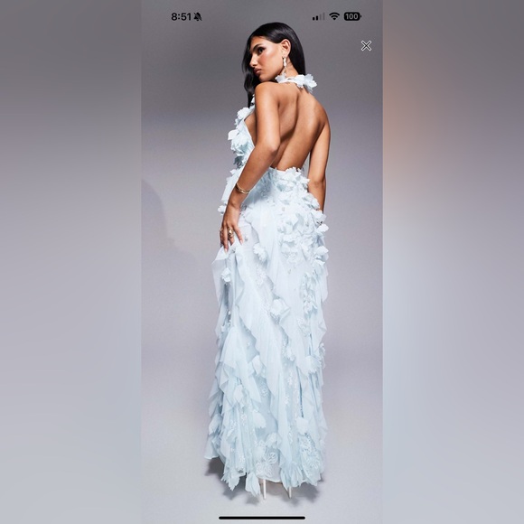 ASOS Pastel Blue Halter Neck Maxi Dress! - Picture 2 of 5